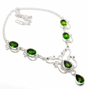 Green Peridot Gemstone 925 Sterling Silver Handmade Jewelry Necklaces Sz 18" - Picture 1 of 1