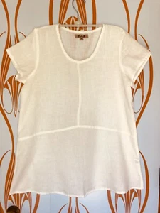 FLAX Medium Simplest TEE Tunic length cap sleeve White, Black, Seaglass Aqua - Picture 1 of 10