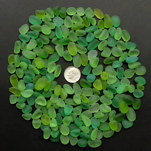 sea beach glass 20 pieces lot bulk wholesale light green lime cyan jewelry use - Picture 1 of 3