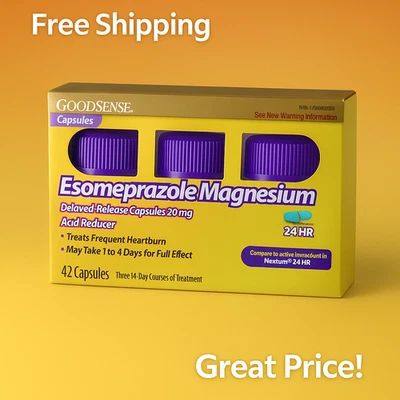 GoodSense Esomeprazol Magnesio 20mg, 42 Cápsulas - Reductor de Ácido para la Acidez Estomacal Foto 1 de 4