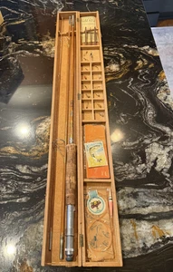 Vintage Japanese Sakurai & Co Bamboo Fishing Rod w Wooden Case - Great Condition - Picture 1 of 19