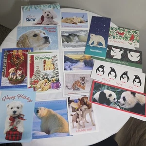Lof 16 Tarjetas de Navidad IFAW BIENESTAR ANIMAL Federación Mundial de Vida Silvestre PERROS Osos - Imagen 1 de 3
