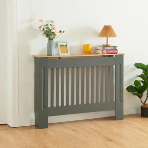 Modern Radiator Cover Small Large Wall Cabinet MDF Slats Wood Grey + Oak Size M - Picture 1 of 4
