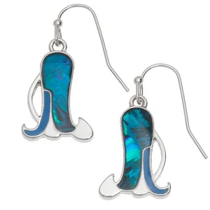 Tide Jewellery inlaid blue Paua shell Bluebell flower hook earrings - Picture 1 of 2