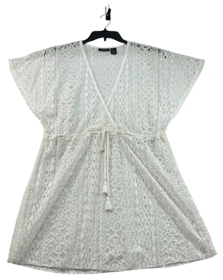 Apt 9 Traje de baño Vestido de encubrimiento para mujer Talla XL Blanco Encaje Cruzado Manga Corta Foto 1 de 4