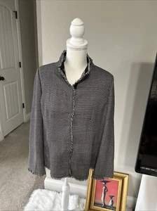 Armani Collezioni virgin wool women's blazer beige Black Sz 16 Made In Italy - Picture 1 of 20