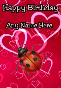 Lady bird lovebug  A5 Personalised Card hearts Birthday Anniversary etc MM8 - Picture 1 of 1