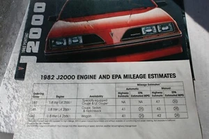 1982 Pontiac J2000 & Mileage Estimates Vintage Dealership Sale Brochure Pamphlet - Picture 1 of 1