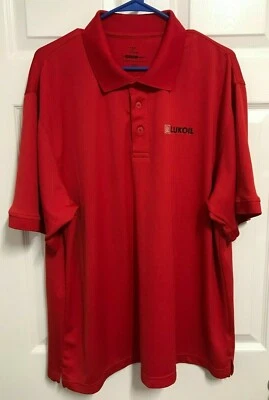 LUKOIL OIL GAS COMPANY Men Red Syntrel Short Sleeve Golf Polo Shirt XXL Zorrel - Image 1 of 4