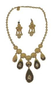 Ben Amun Crystal Fringe Necklace and Matching Pierced Earrings Signed Rare S9243 - Picture 1 of 11