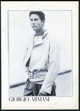 1985 Giorgio Armani men's leather jacket Aldo Fallai photo vintage print ad