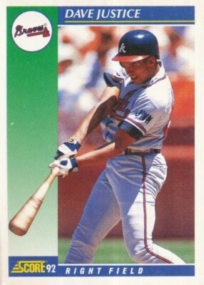 #004 ATLANTA BRAVES # DAVE JUSTICE # BASEBALL CARD SCORE NFL '92 - Photo 1/2