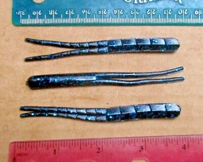 REMOLQUES SPINNERBAIT 10ct NEGRO AZUL 3.75" cola dividida Bass Spinnerbaits Buzzbaits Foto 1 de 3