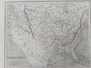 ANTIQUE USA 1835 MONIN FREMIN BENARD OLD MAP STEEL ENGRAVING MAP F01 - Picture 1 of 2