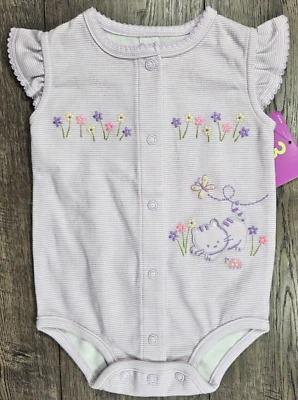 Ropa Bebé Niña Nuevo Vintage Carter's 3 Meses Púrpura Gatito Mameluco Conjunto Foto 1 de 4