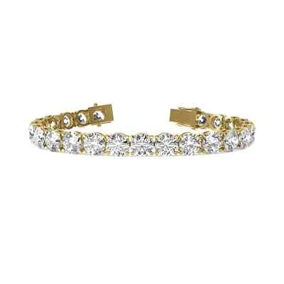 Brazalete de tenis de diamantes cultivados en laboratorio de corte redondo G/vs1 de 4,50 quilates de oro amarillo de 14 k de 6,5" Foto 1 de 2
