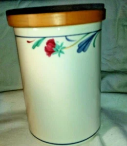 LENOX CHINASTONE POPPIES ON BLUE 6 3/8" COVERED CANISTER - Picture 1 of 4