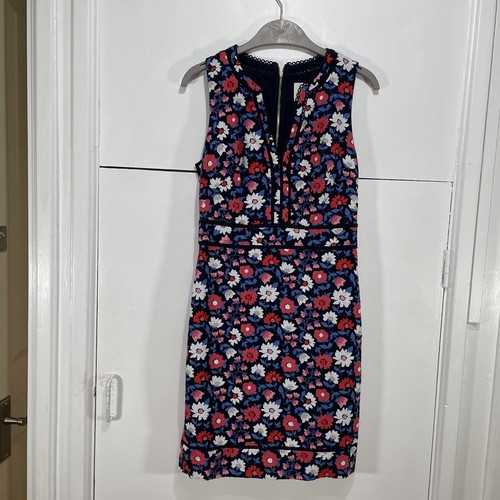 Abito Kate Spade New York blu rosso floreale senza maniche taglia 4 UK 8