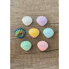 7pc IRIDESCENT SEA SHELL BEACH Ocean Charms for Crocs Laces Keychains