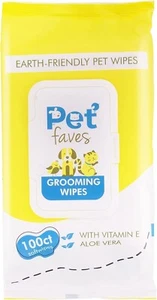 2 pks. 100ct. PET FAVES DOG GROOMING WIPES FOR PAWS,BUTT,FACE - Picture 1 of 4