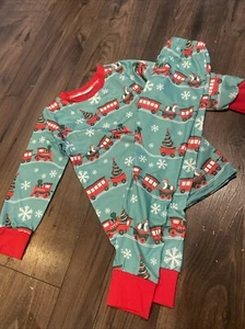 Trains Christmas Tree Holiday Pajamas Size 4T - Picture 1 of 8