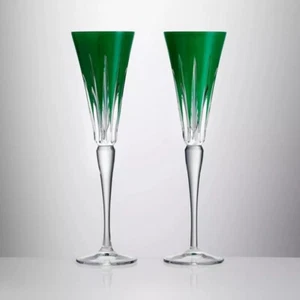 Waterford New Year Fireworks Collection 175ml Flute 2pc Set | Green - Foto 1 di 3