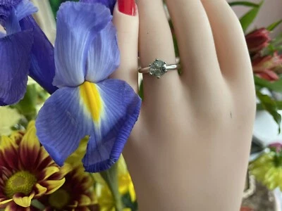 Anillo solitario de compromiso de turmalina Paraiba redonda natural platino macizo 6* 5gr  Foto 1 de 4