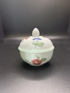 Floral Heinrich Germany Porcelain Trinket Box Round with Finial Cover - Picture 1 of 8