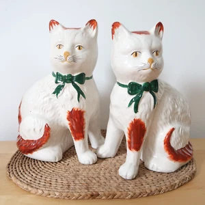 Antica statua statuina Inghilterra ceramica statuina gatto Staffordshire XIX secolo - Foto 1 di 9