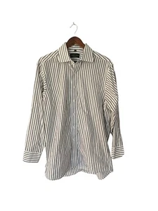 Donald Trump black white stripe dress shirt 16.5-32/33 mens collared button fron - Picture 1 of 3