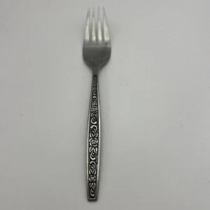 UNKNOWN BRAND Stainless Steel Fork Japan Roses 6 1/2" Vintage - Picture 1 of 6