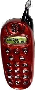 VINTAGE BLOWN GLASS RED MILLENNIAL CELL PHONE ORNAMENT  TEXT SANTA - Picture 1 of 9