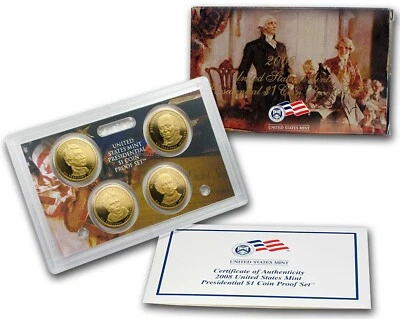 2008 Presidential Dollar 4-coin Proof Set (with Original Box and COA) - Image 1 of 4