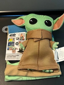 Star Wars The Mandalorian Baby Yoda Set di asciugamani da bagno e scrubby 25" x 50" - Foto 1 di 5