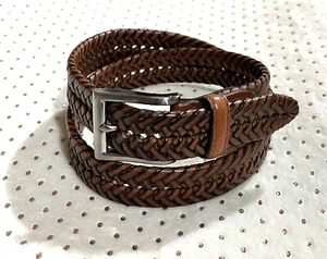 CDF Men's Size 32 / 80 Brown Faux Leather Braided Belt - Picture 1 of 6