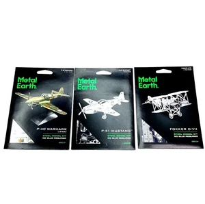 Lot of (3) Metal Earth 3D Models - P-40 Warhawk, Fokker D-VII, and P-51 Mustang - Picture 1 of 2
