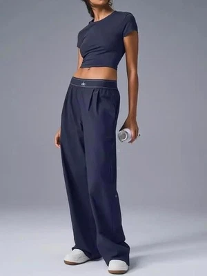 UK Sports Letter Print Yoga Pants Casual Suit Pants Long Trousers wide-leg