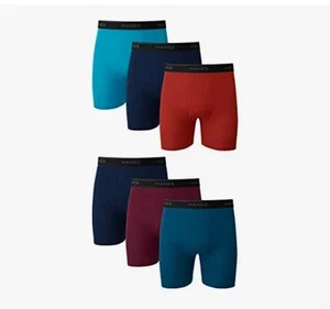 Hanes Tagless 6 Pack Men’s Stretch Boxer Briefs Size 2XL Cool Comfort No Ride Up - Picture 1 of 6