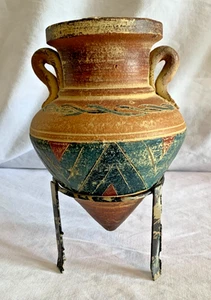 Southwest Steinzeug Vase Metallständer 10" x 7" - Bild 1 von 7