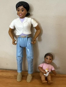 Fisher Price Loving Family AFRICAN AMERICAN MOM & BABY Dolls - 1998 Bottle VTG - Picture 1 of 11