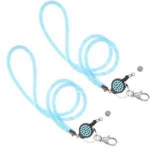 2 juegos de cordones de trabajo de cuerda para cuello de diamantes de imitación para insignias de identificación soportes de nombre de plástico - Imagen 1 de 12