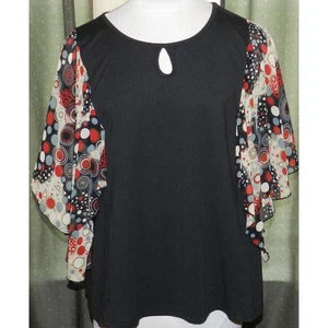 Shein size 3XL stretch blend black with colorful sleeves plus size women's - Picture 1 of 5