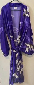 Women’s Kimono Size Large Made In Japan 100% Polyester Color Purple  - Picture 1 of 3
