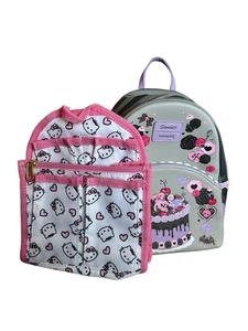 Loungefly Kuromi Cake Mini Backpack And Hello Kitty Backpack Organizer - Picture 1 of 6