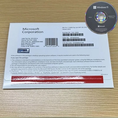 Win Pro 11 64Bit Eng 1pk DSP OEI DVD Version New Sealed Pack 22H2 For Windows 11 - image 1 of 4