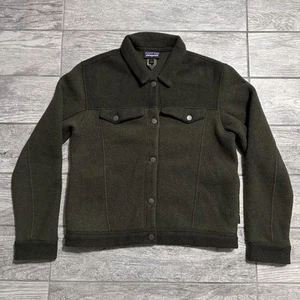 Chaqueta de Camionero Patagonia Para Mujer L Lana Verde Mezcla de Lana Abotonada Invierno - Imagen 1 de 7