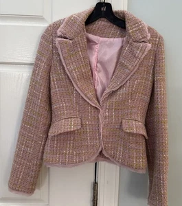 Tweed Blazer Jacket Wool Womens - Picture 1 of 16