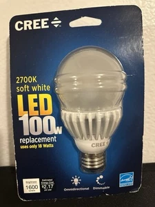 CREE Soft White LED 2700K100W Dimmable Glass Bulb 1600Lumens New Sealed One Bulb - Picture 1 of 2