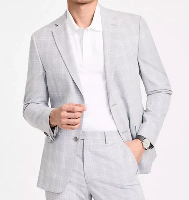 $360 NUEVO ALFANI Para Hombres 44L Gris Cuadros Calce Ajustado Blazer Abrigo Deportivo Traje Chaqueta Foto 1 de 3