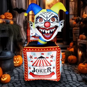 5 Ft Halloween Inflatable Circus Clown Box Outdoor Decorations, Blow Up Yard ... - Picture 1 of 8
